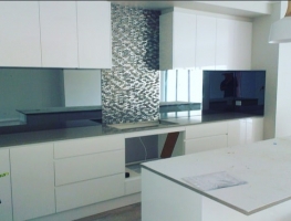 Grey Toughened Mirror with feature panel