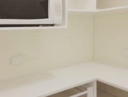 White Colourback Glass Kitchen Splashback by Graphic Glass Services Qld