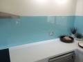 Blue Glass Splashback by Graphic Glass Services Qld