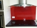 Red Oceanic Patterned Glass Splashback by Graphic Glass Services Qld
